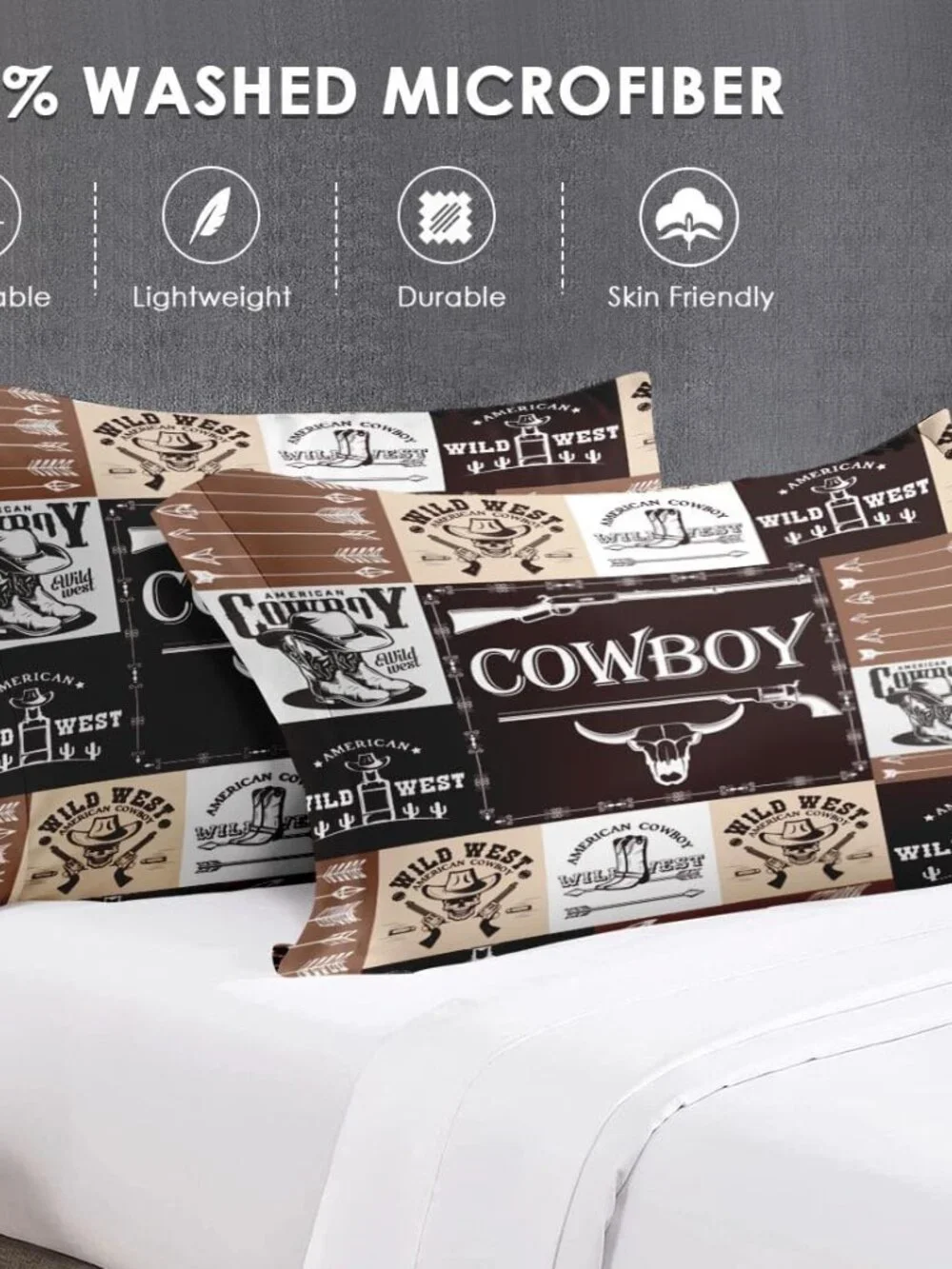 7 Pcs Queen Size Comforter Set with 2 Pillowcases & 2 Shams, Vintage Cowboy West